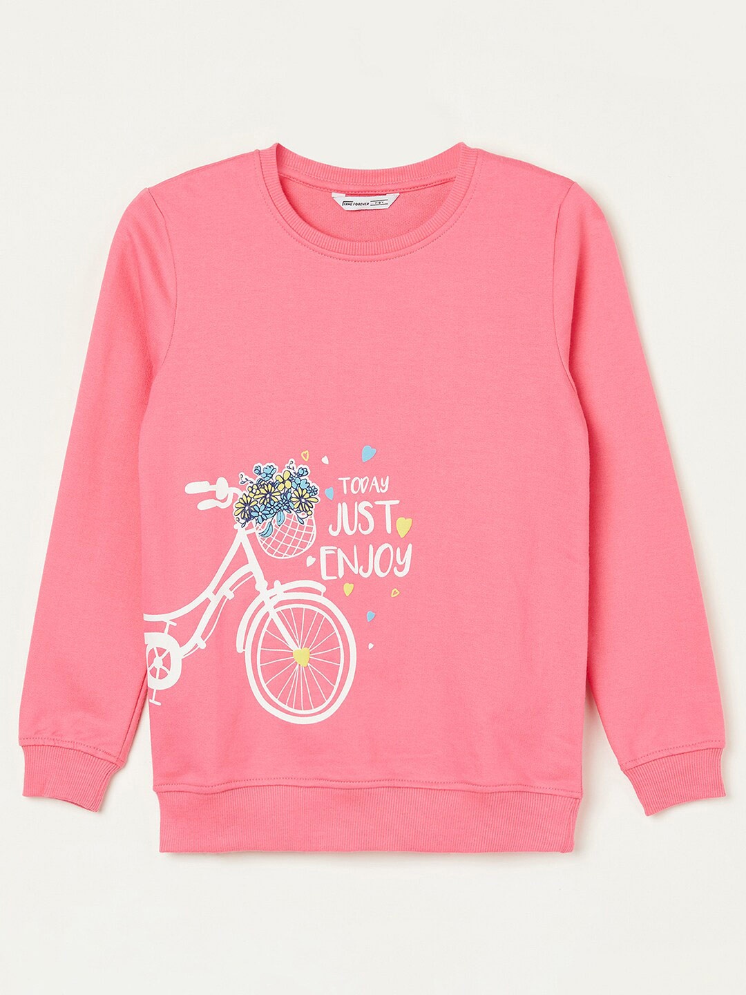 

Fame Forever by Lifestyle Girls Typography Printed Pure Cotton Pullover, Pink