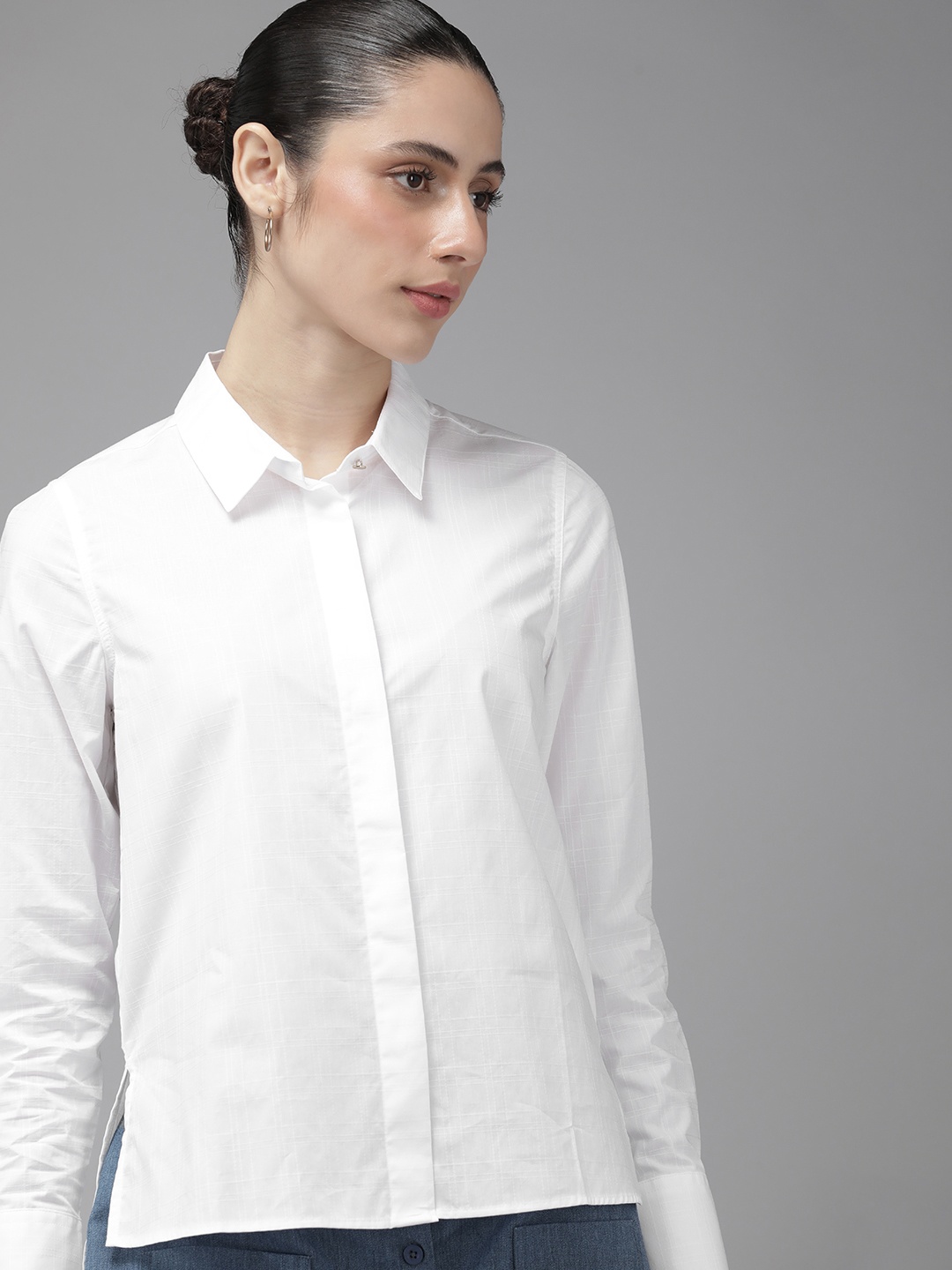 

Van Heusen Woman Women Self Design Opaque Casual Shirt, White