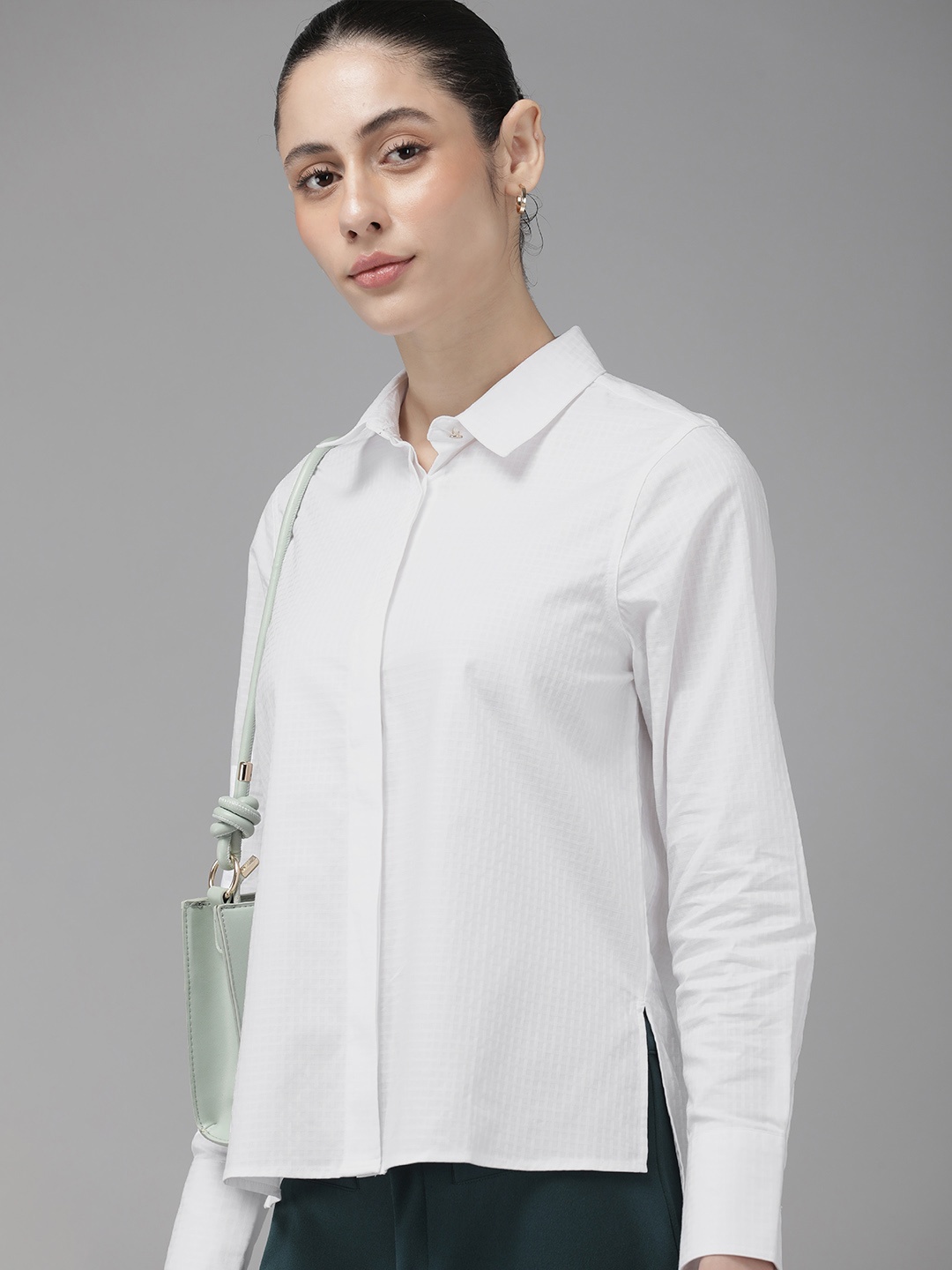 

Van Heusen Woman Self Design Formal Shirt, White