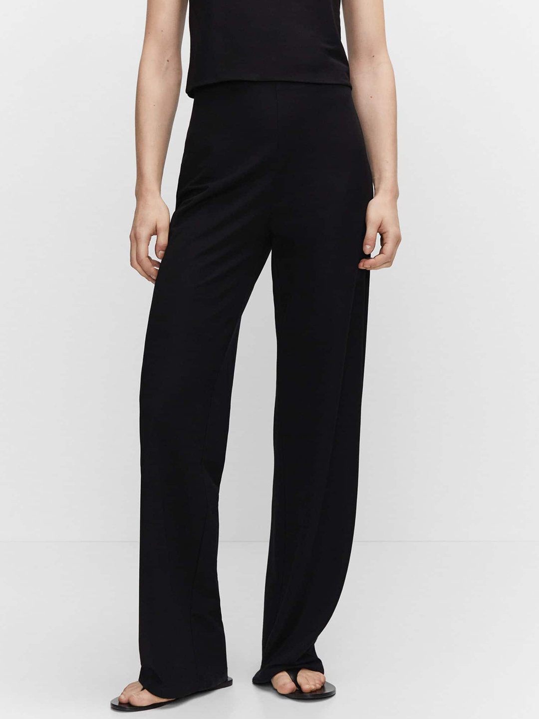 

MANGO Women Regular Fit Trousers, Black