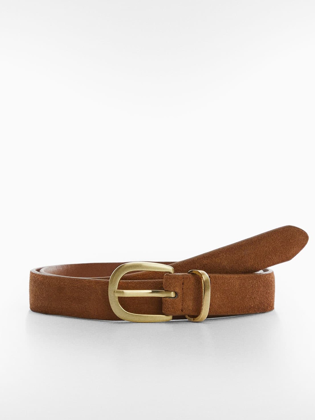 

MANGO Women Leather Belt, Brown