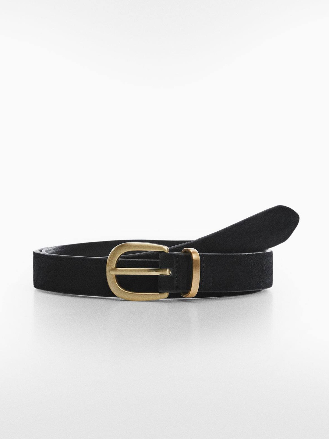 

MANGO Women Leather Belt, Black