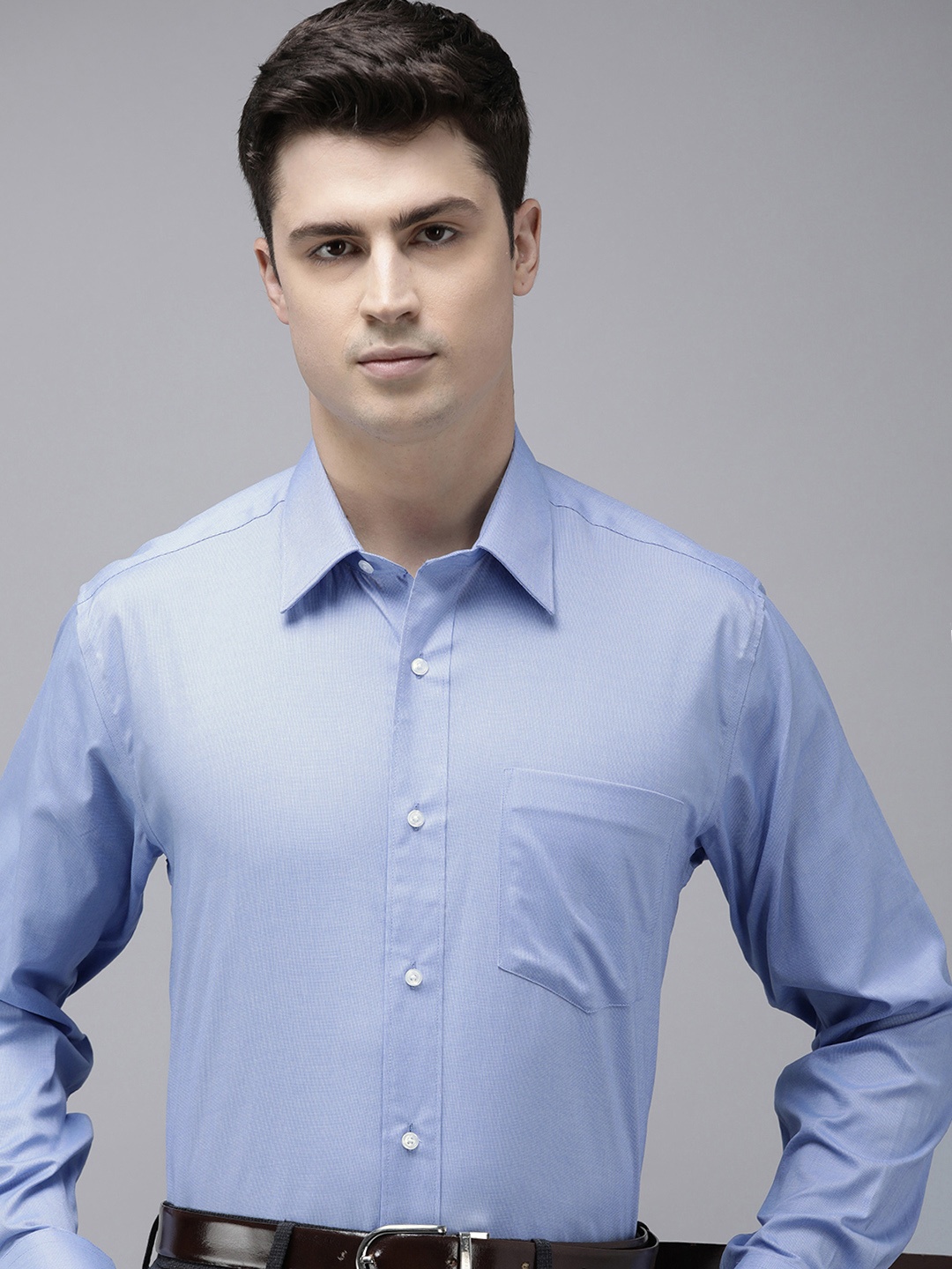 

Van Heusen Men Opaque Cotton Formal Shirt, Blue