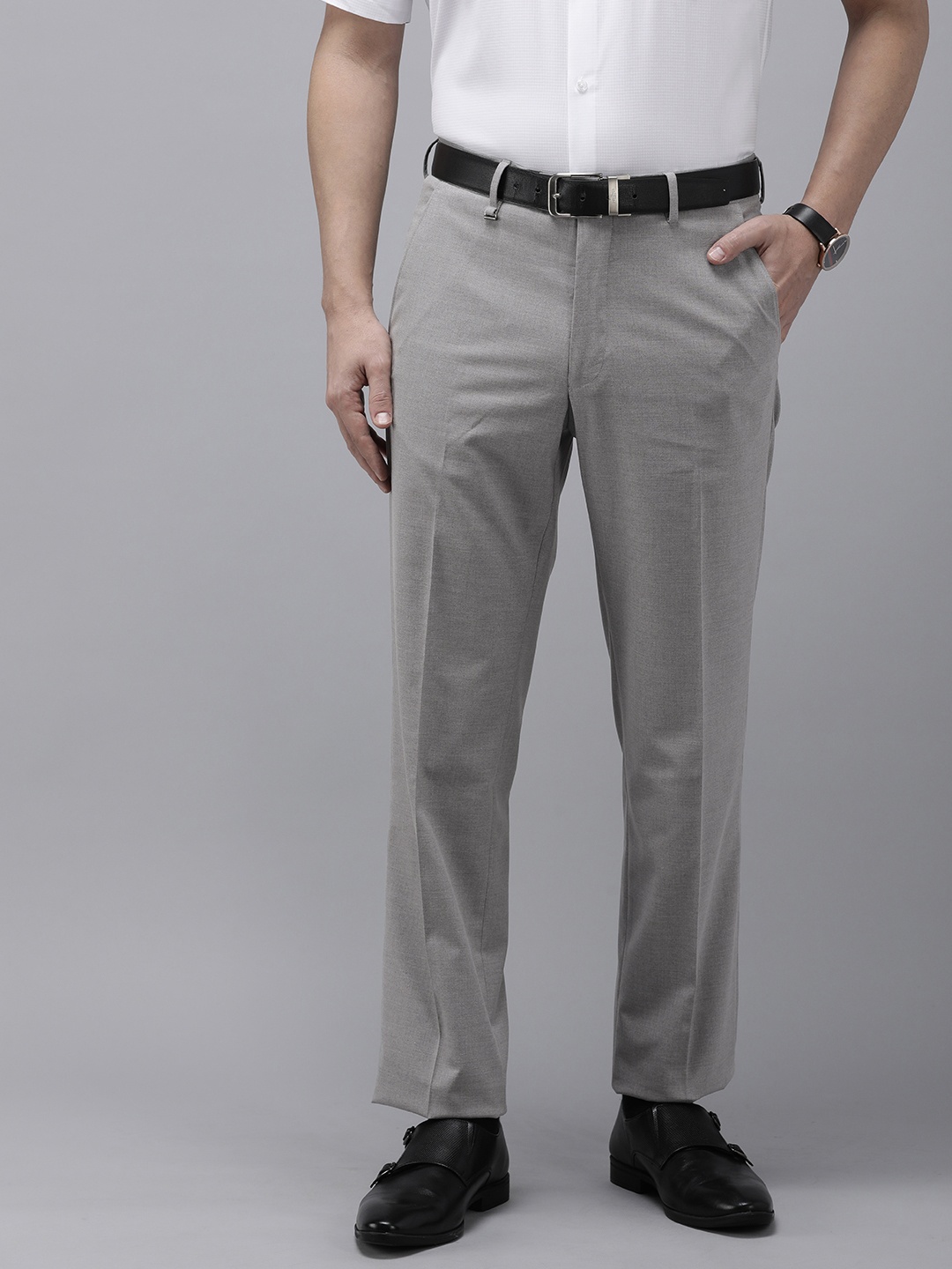 

Van Heusen Men Regular Fit Formal Trousers, Grey