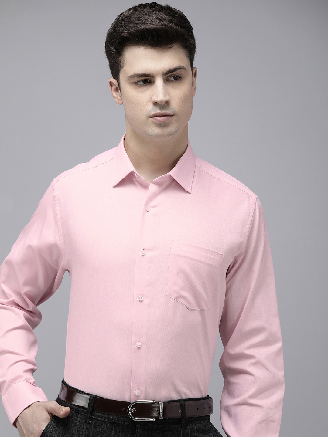 

Van Heusen Men Opaque Cotton Formal Shirt, Pink