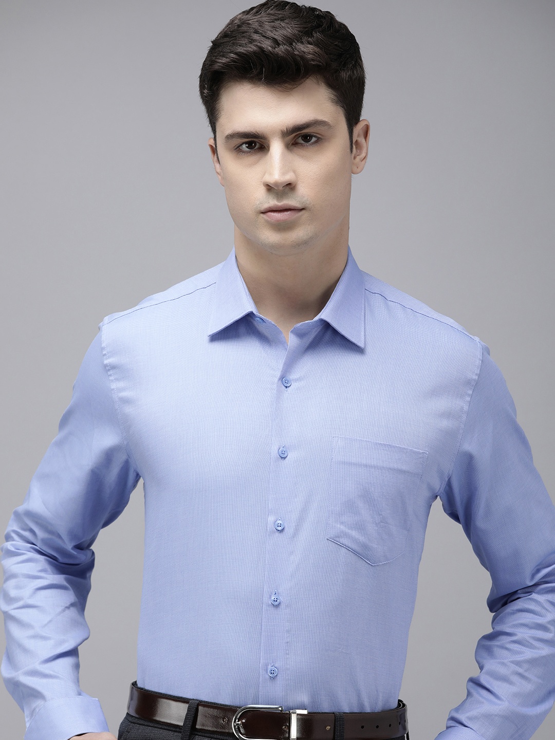 

Van Heusen Men Slim Fit Opaque Cotton Casual Shirt, Blue