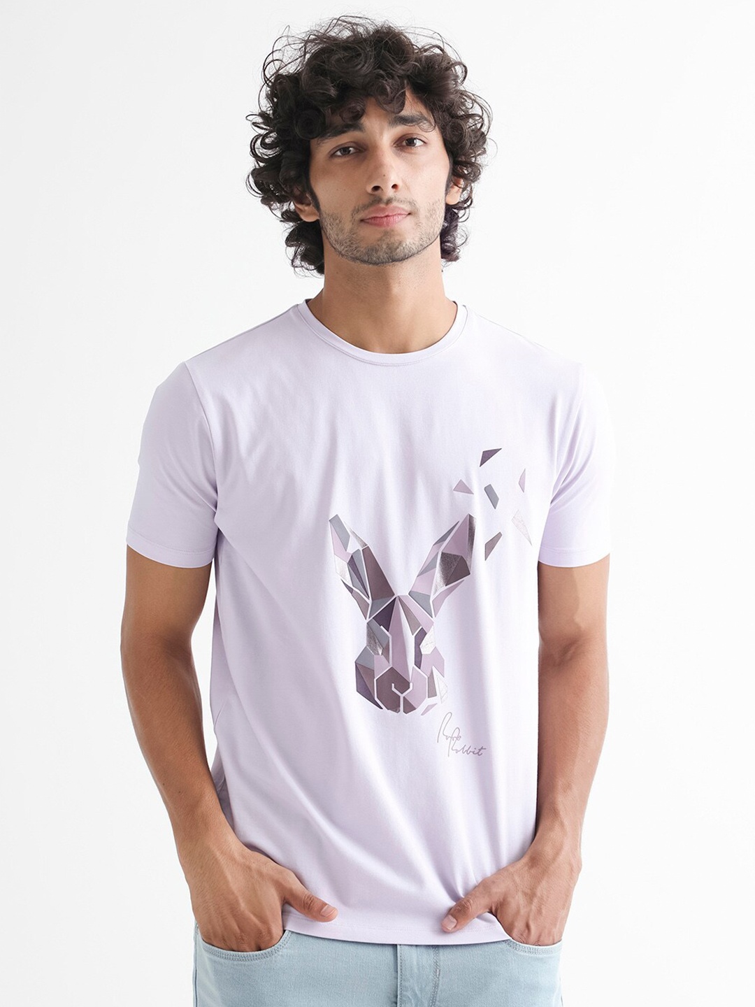 

RARE RABBIT Men Della Printed Slim Fit T-Shirt, Purple