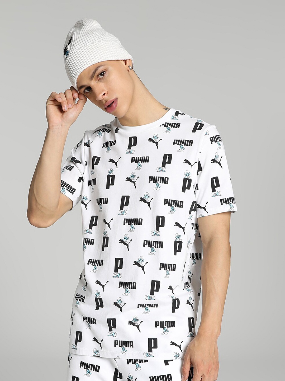 

Puma Conversational Printed PUMA x THE SMURFS Cotton Sports Tshirt, White