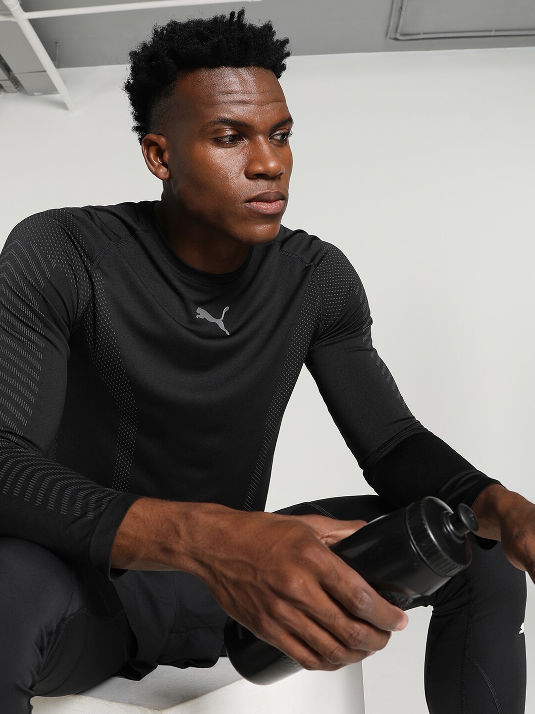 

Puma Printed Formknit Seamless Long Sleeve Training Sports T-shirt, Black