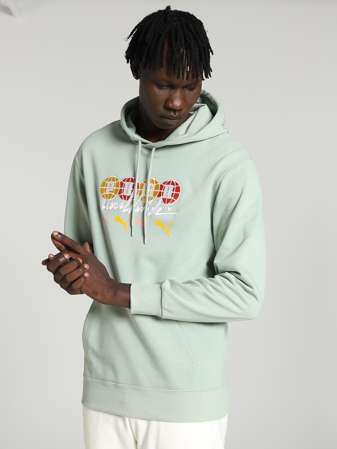 

Puma Typography Printed Puma x Wordwide Pure Cotton Pullover Sweatshirt, Green