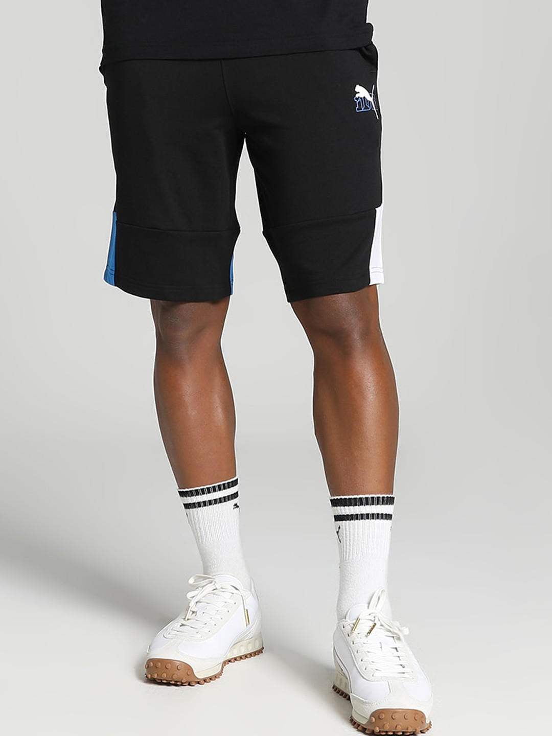 

Puma Men Colorblock Regular Fit Cotton Sports Shorts, Black