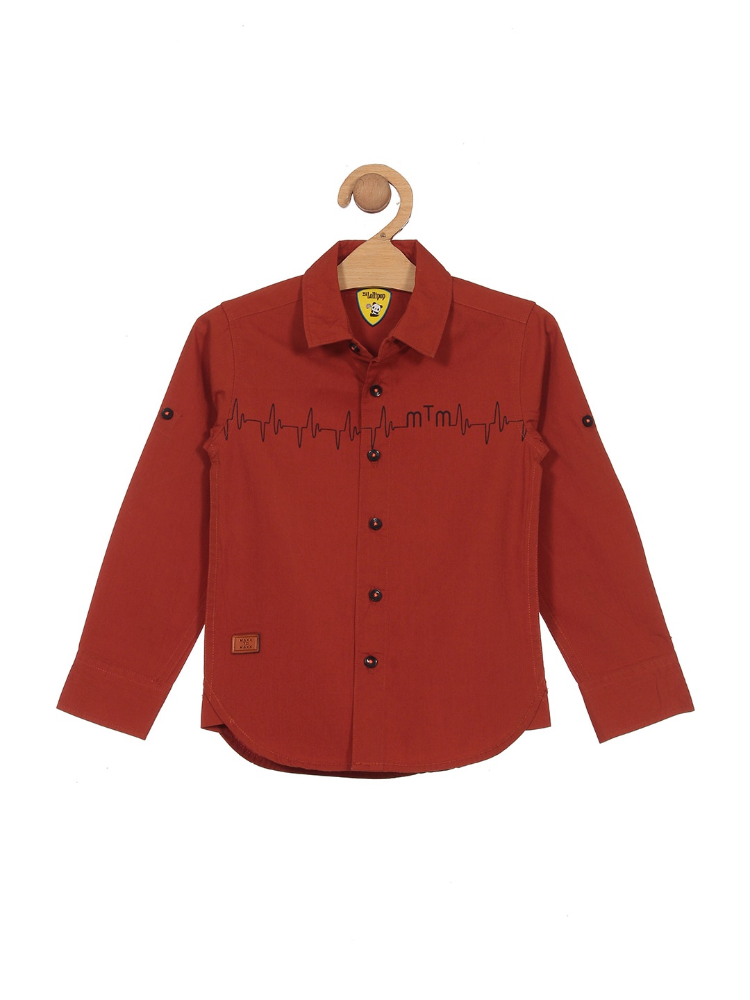 

Lil Lollipop Boys Abstract Printed Spread Collar Regular Fit Cotton Casual Shirt, Rust