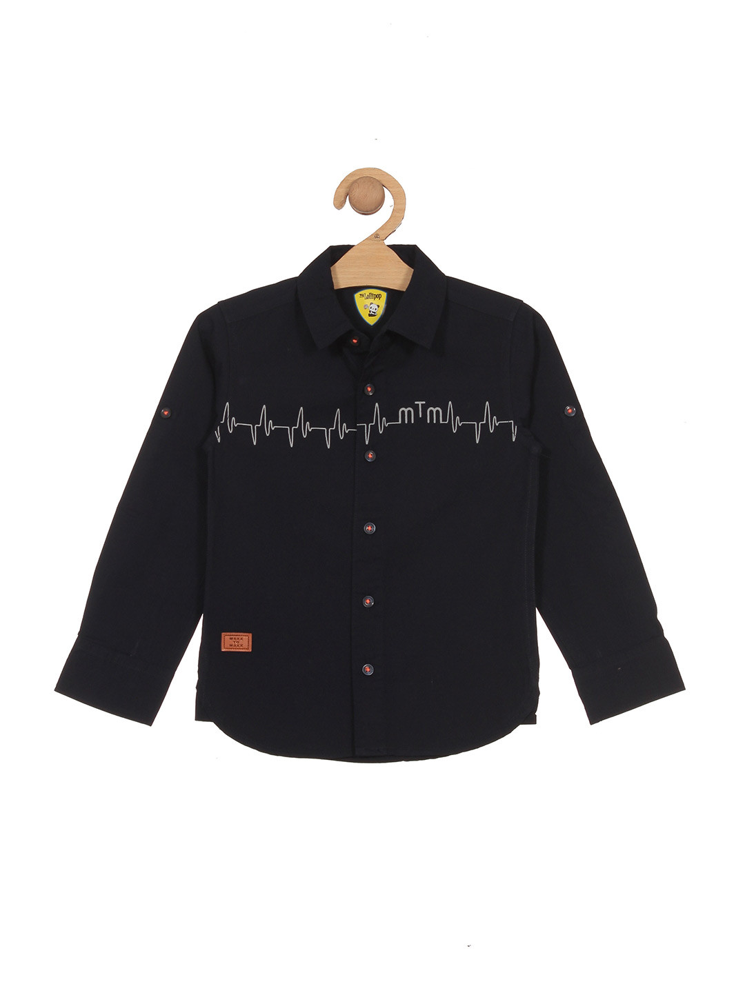 

Lil Lollipop Abstract Printed Spread Collar Regular Fit Cotton Casual Shirt, Black