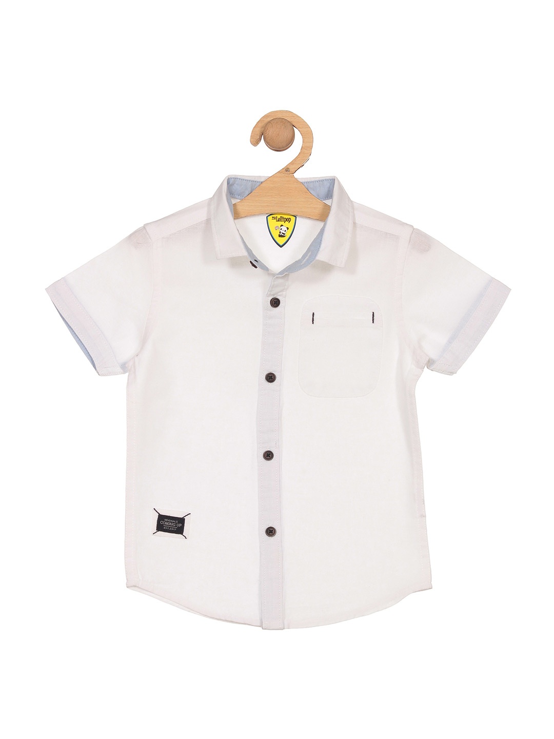 

Lil Lollipop Boys Spread Collar Regular Fit Cotton Casual Shirt, White