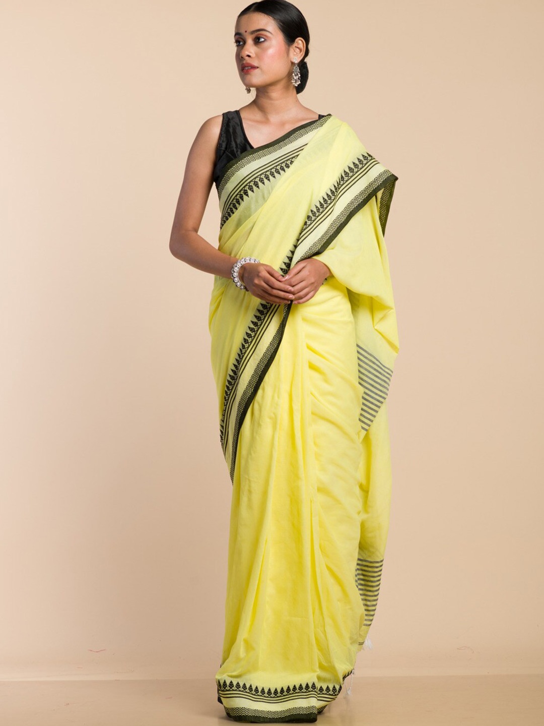 

HERE&NOW Pure Cotton Khadi Saree, Yellow