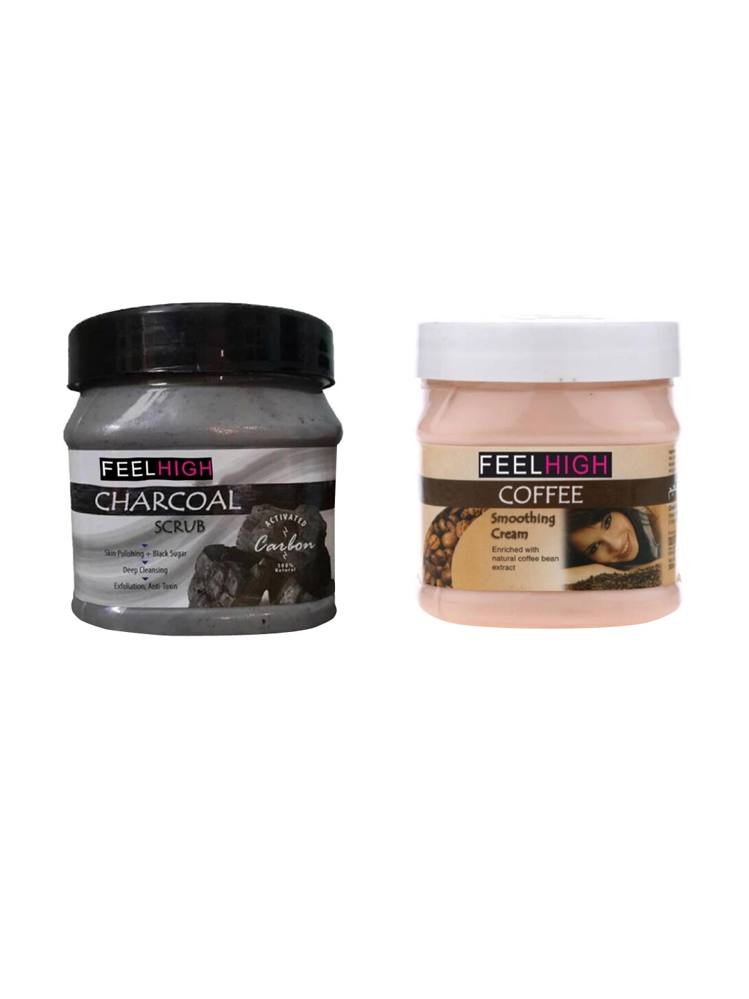 

FEELHIGH Set Of Charcoal Scrub & Coffee Cream - 500ml Each, Multi