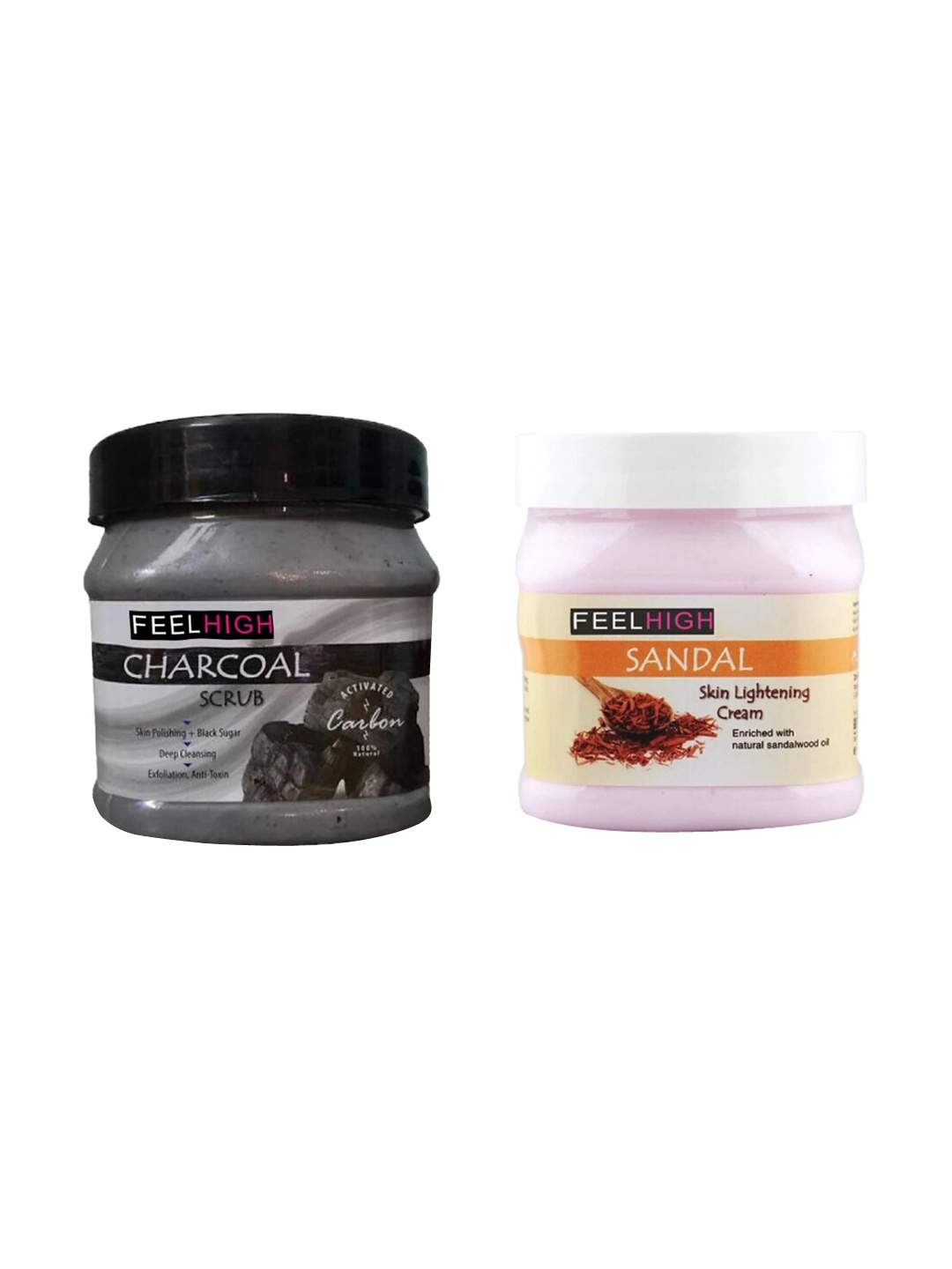 

FEELHIGH Set Of 2 Charcoal Scrub & Sandal Cream- 500ml Each, Multi