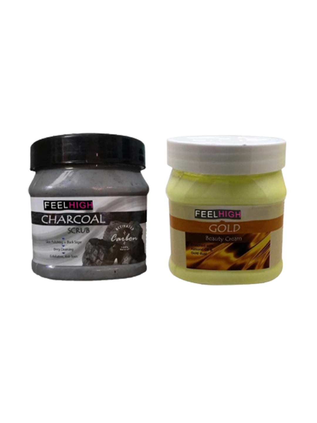 

FEELHIGH Set Of Charcoal Scrub & Gold Cream - 500ml Each, Multi