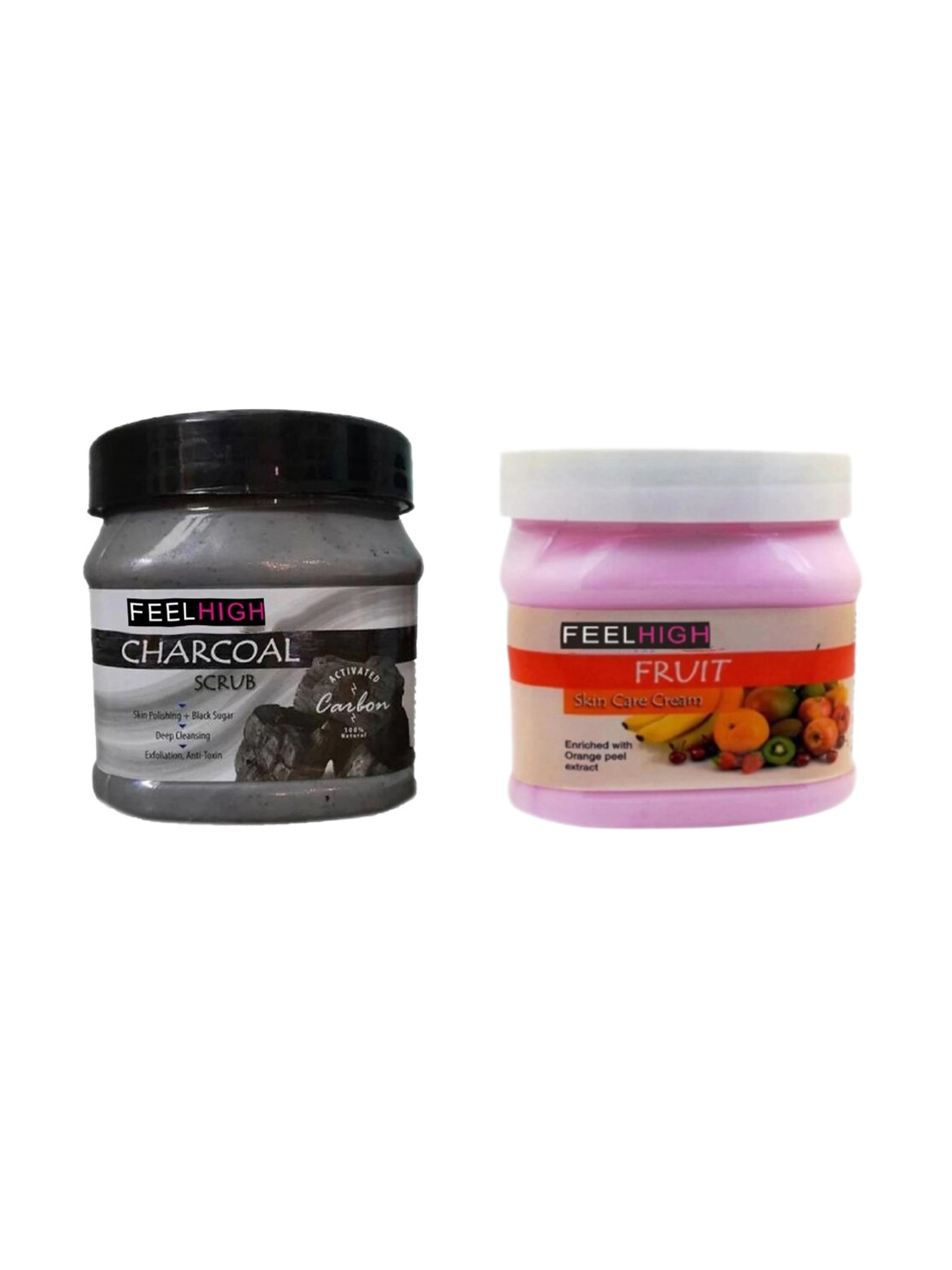 

FEELHIGH Set Of 2 Charcoal Scrub & Fruit Cream 500ml Each, Multi