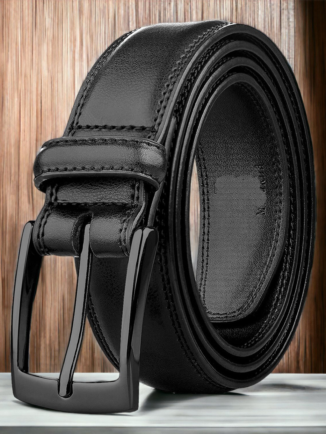 

ZORO Men Leather Wide Belt, Black