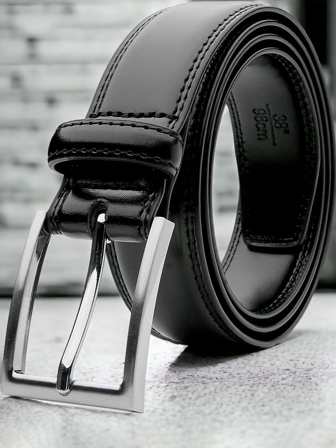 

ZORO Men Leather Wide Belt, Black