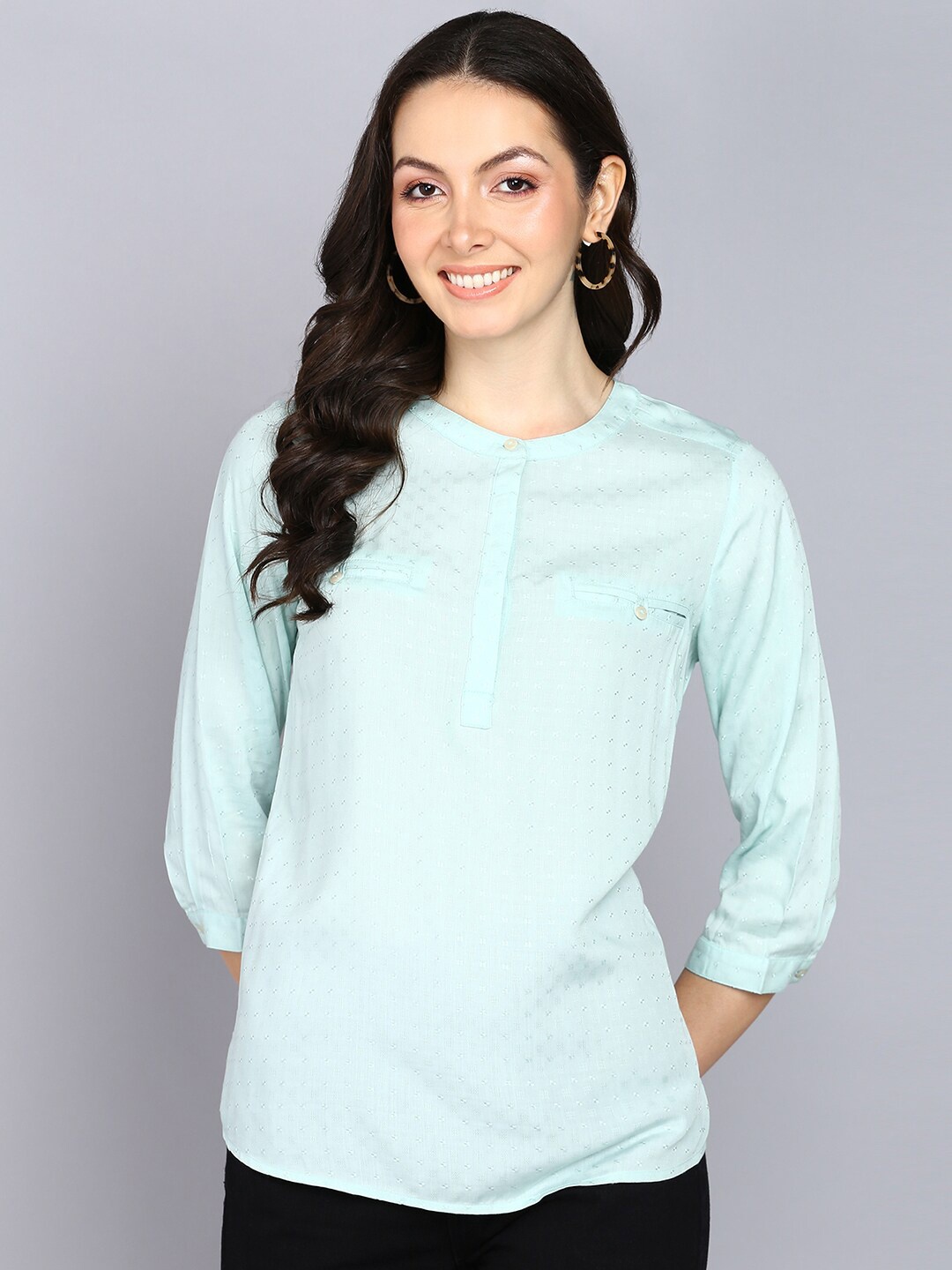 

Mast & Harbour Sea Green Abstract Printed Regular Top