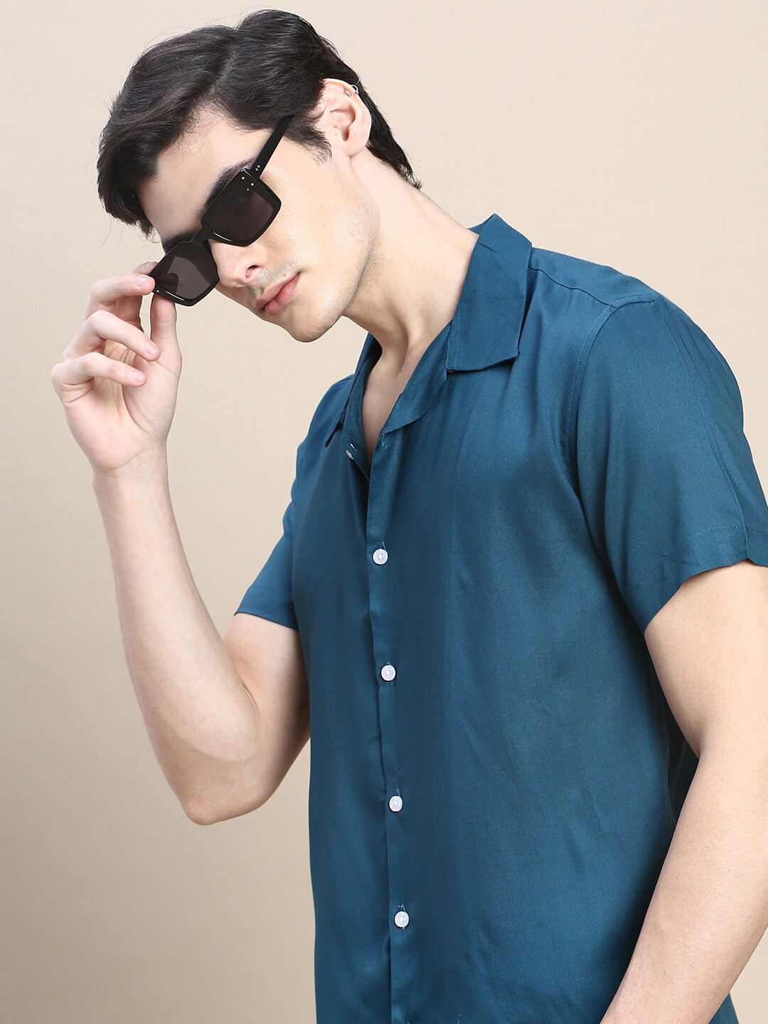 

SHOWOFF Shirt Collar Slim Fit Co-Ords Set, Teal