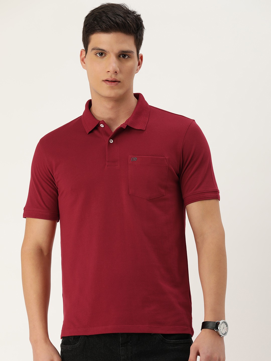 

Peter England Men Polo Collar T-shirt, Maroon