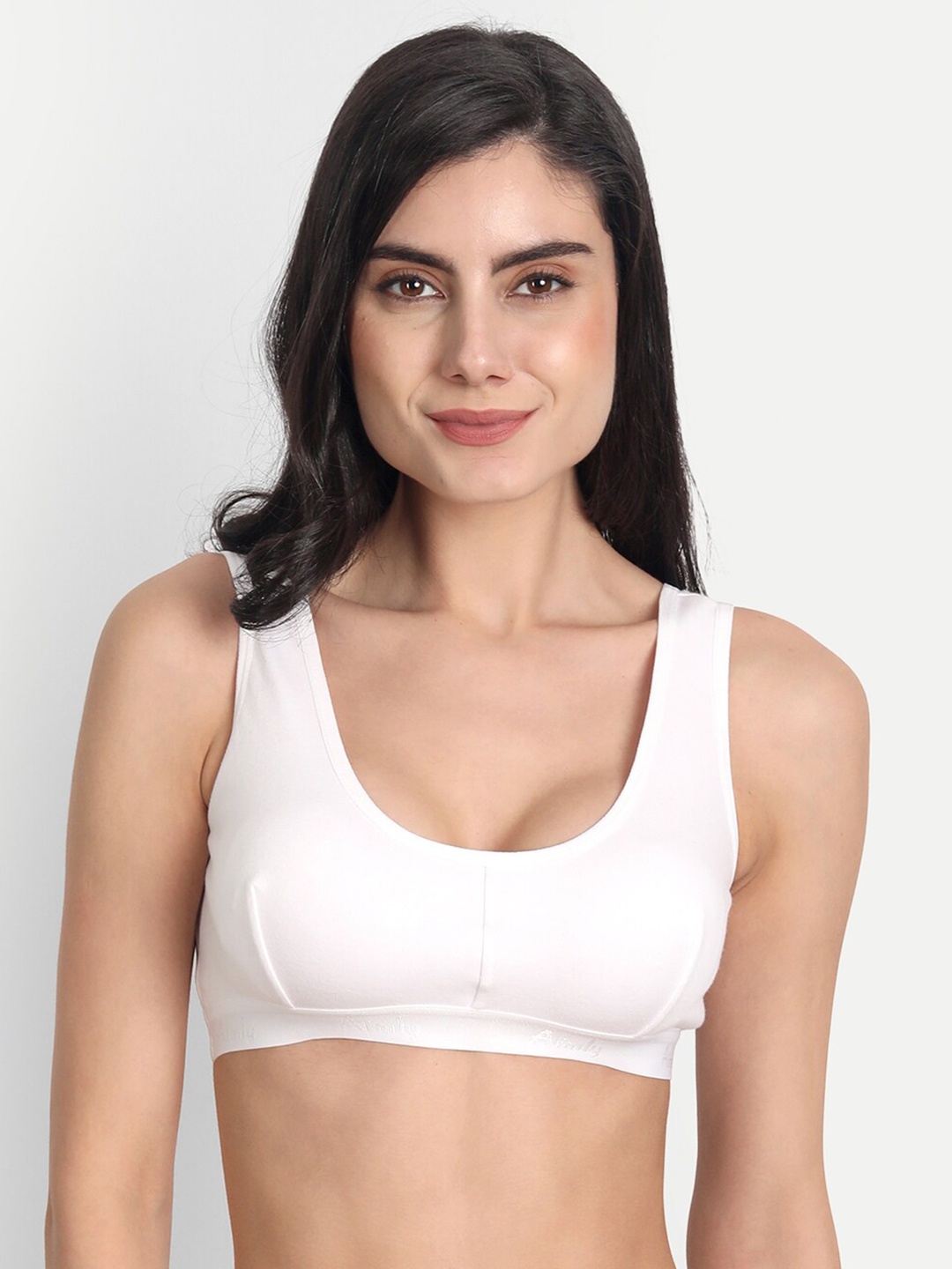 

Aimly Non-Padded Non-Wired Seamless Cotton Workout Bra With All Day Comfort, White