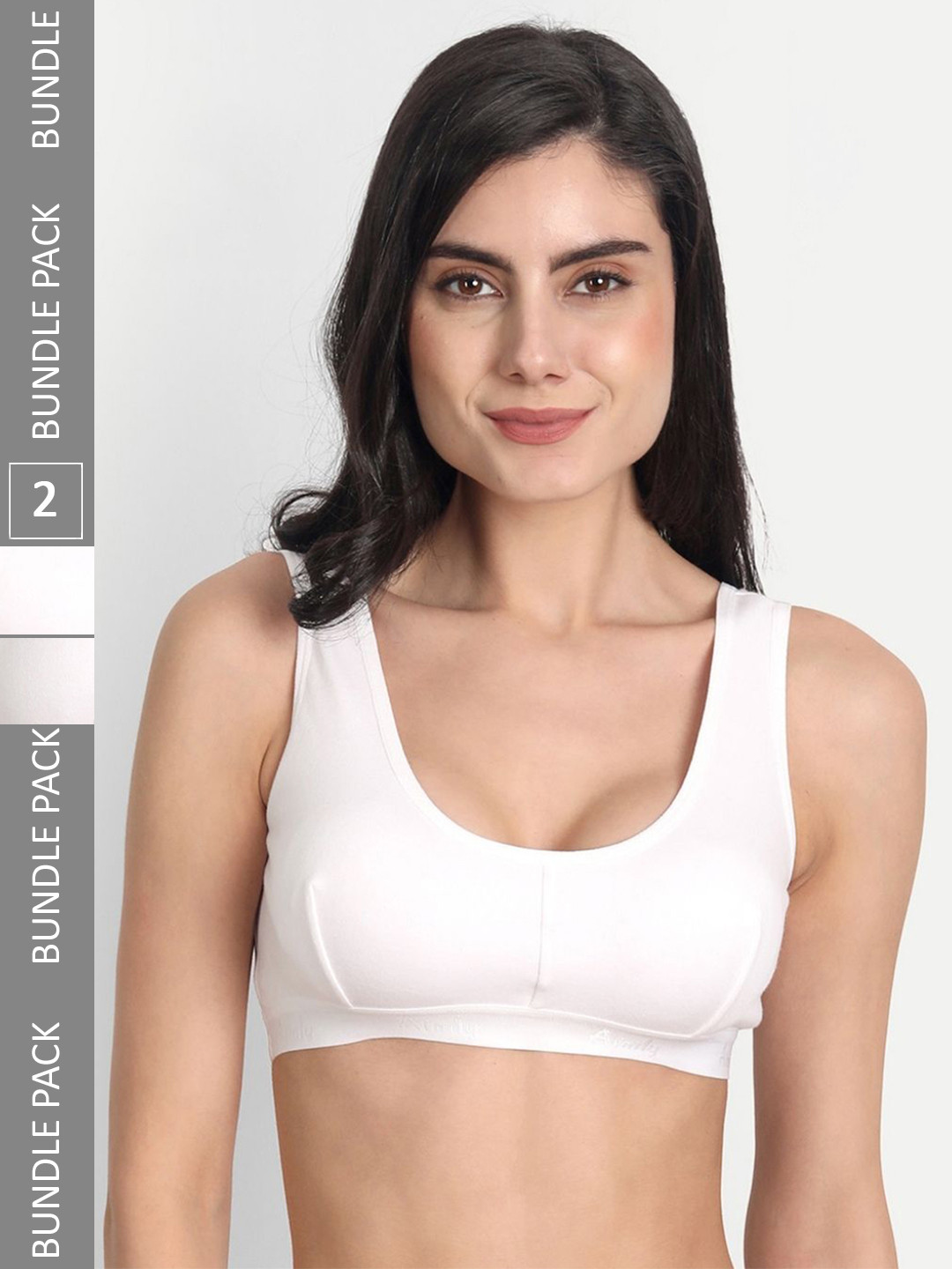 

Aimly Pack Of 2 Non-Padded Non-Wired Seamless Cotton Workout Bra With All Day Comfort, White