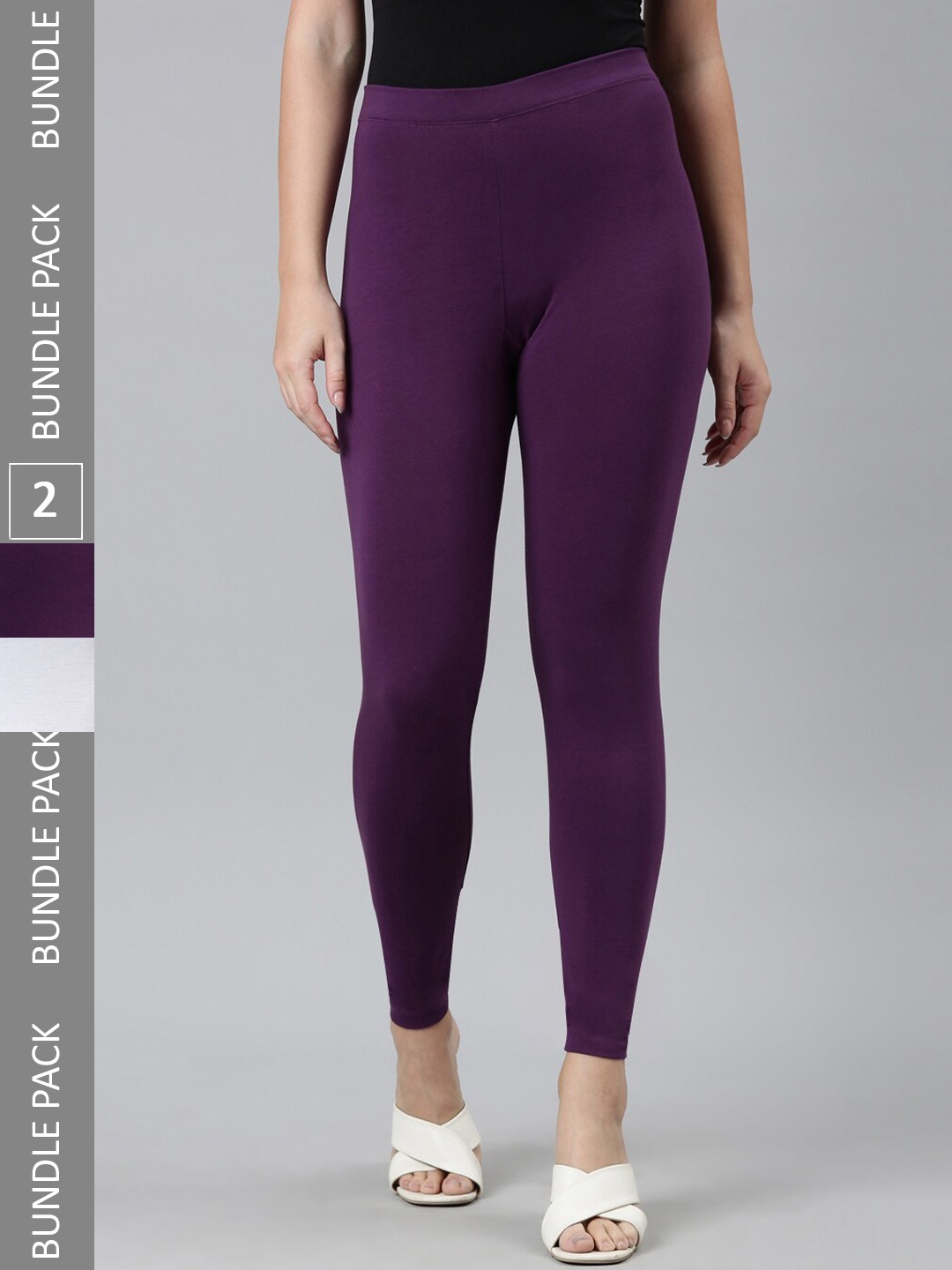 

Kryptic Pack Of 2 Pure Cotton Ankle Length Leggings, Purple