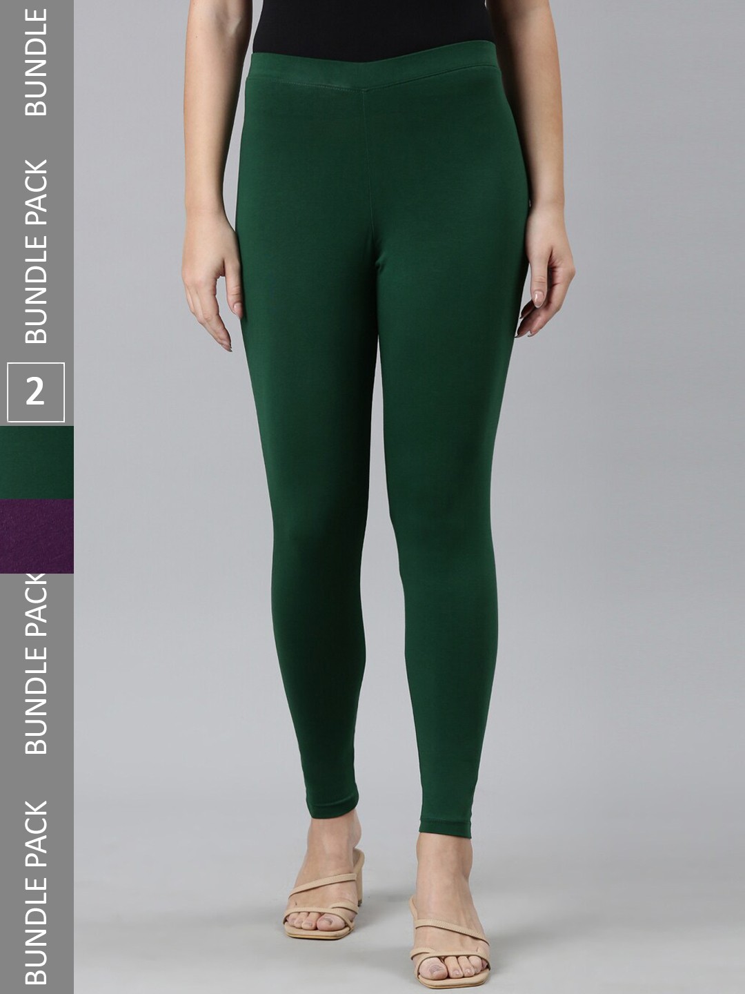 

Kryptic Pack Of 2 Pure Cotton Ankle Length Leggings, Purple