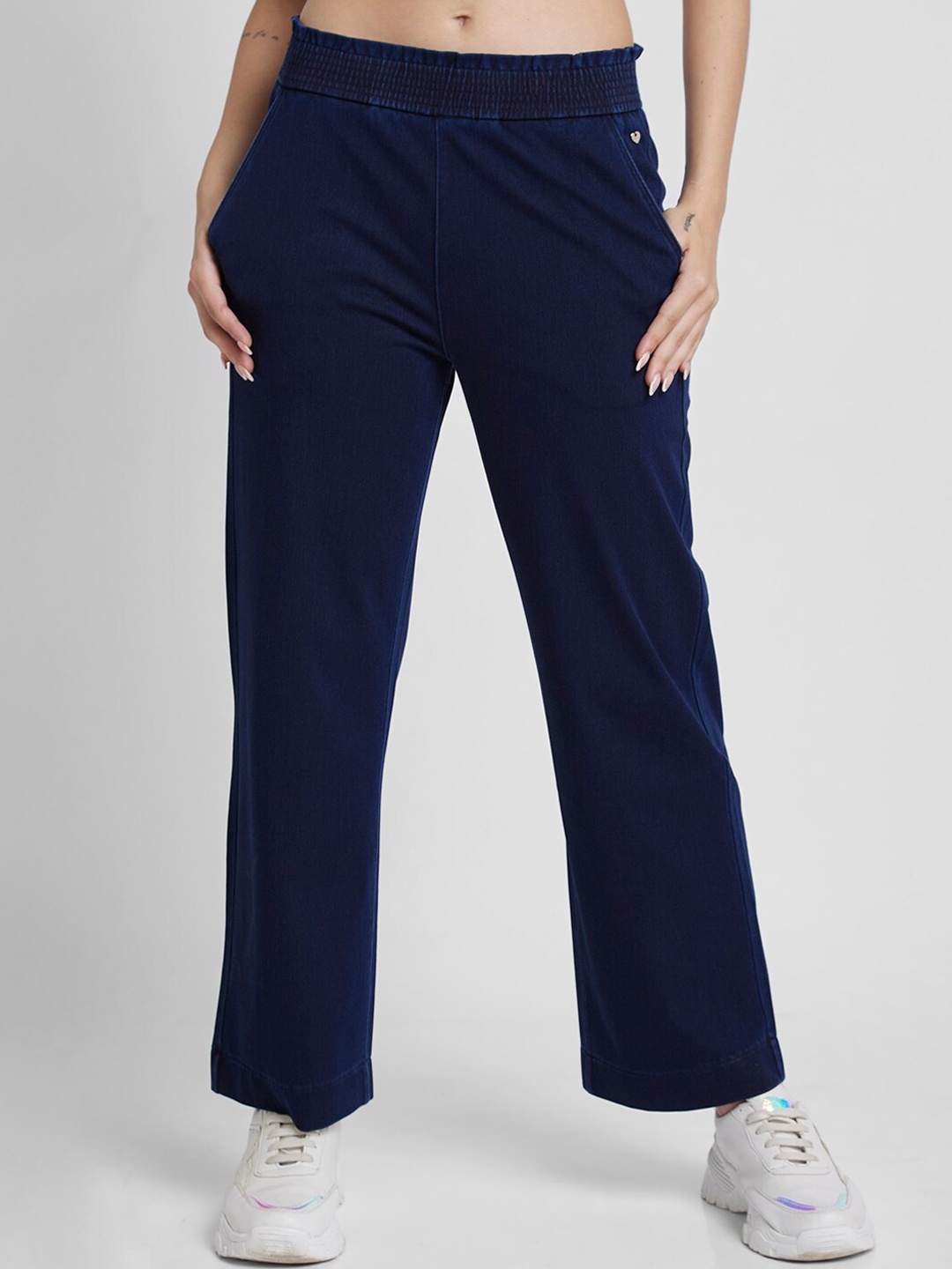 

SPYKAR Women Ankle-Length Tapered Fit Track Pants, Blue