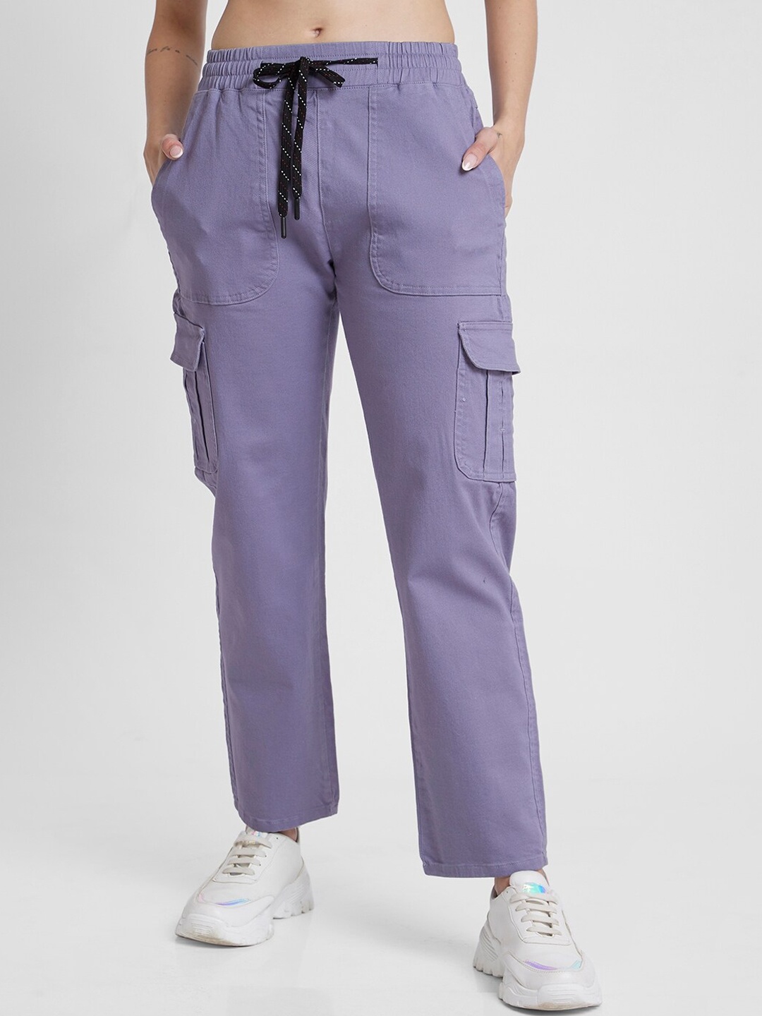 

SPYKAR Women Mid Rise Track Pants, Blue