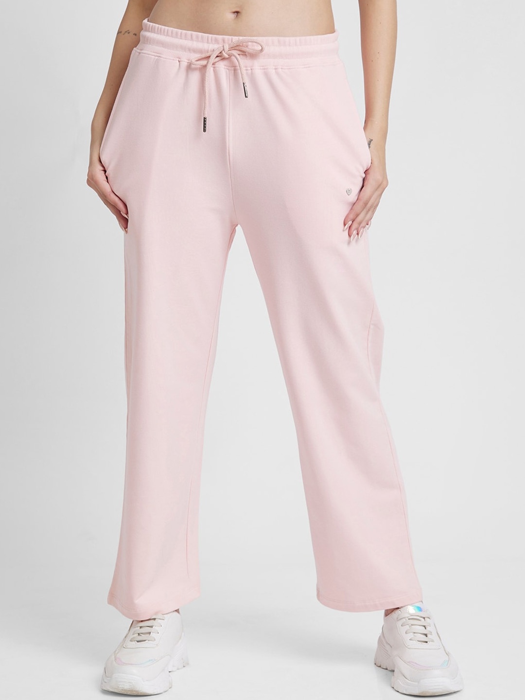 

SPYKAR Straight-Fit Mid-Rise Track Pants, Pink