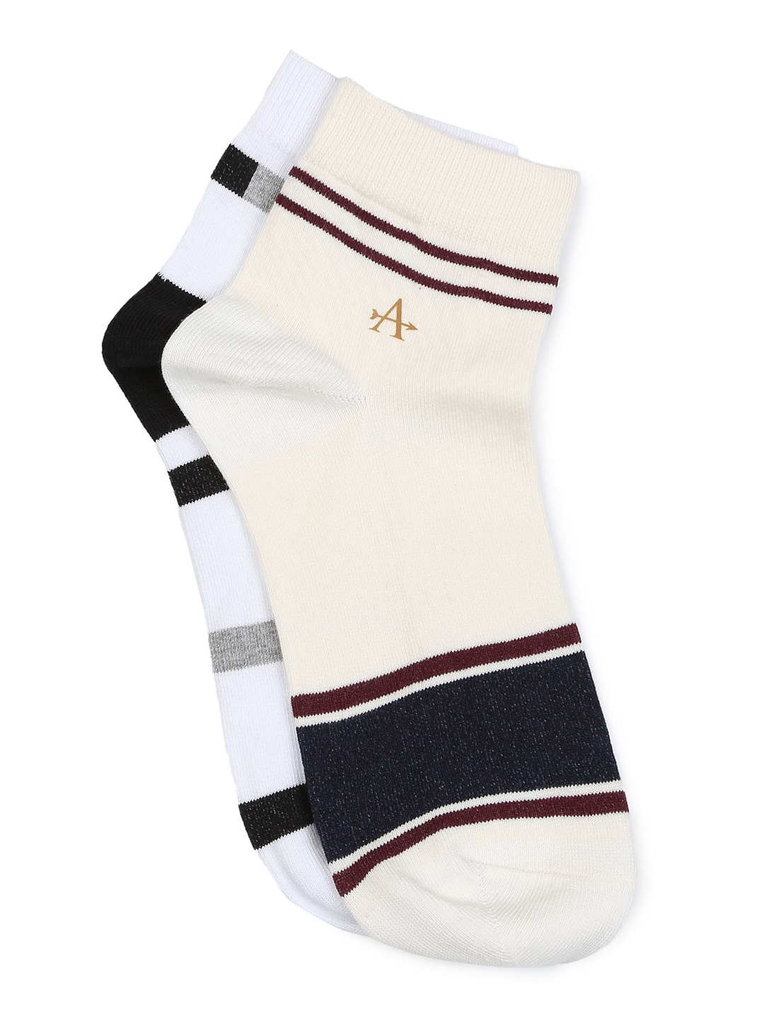 

Arrow Men Pack Of 2 Striped Ankle-Length Socks, White