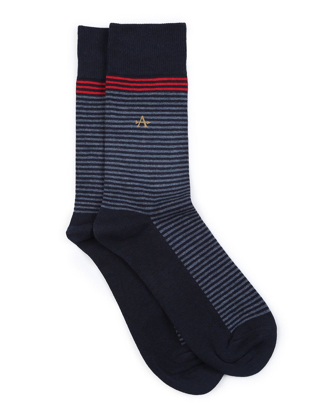 

Arrow Men Striped Pure Cotton Calf-Length Socks, Blue