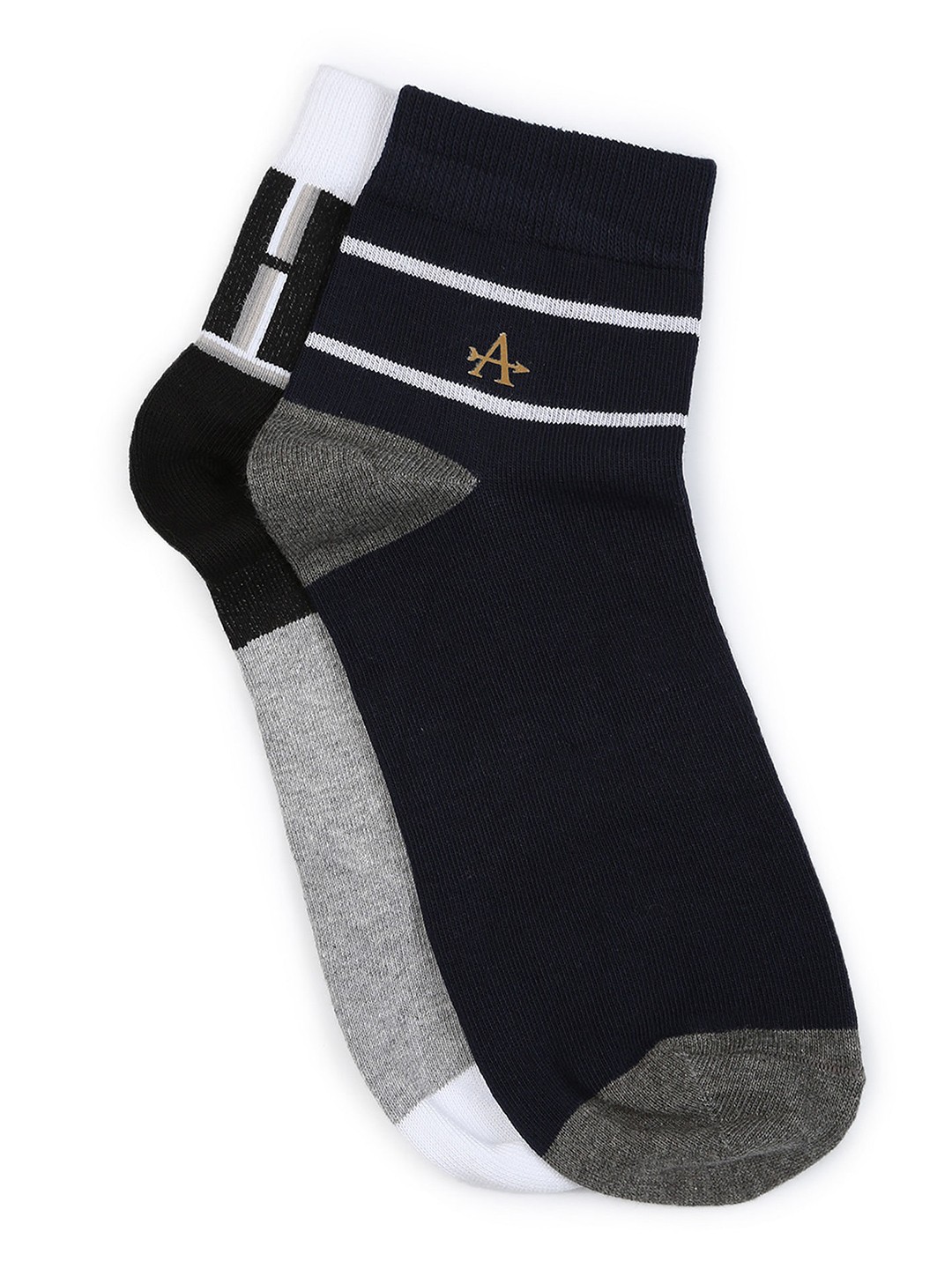 

Arrow Men Pack Of 2 Striped Pure Cotton Above Ankle Length Socks, Black