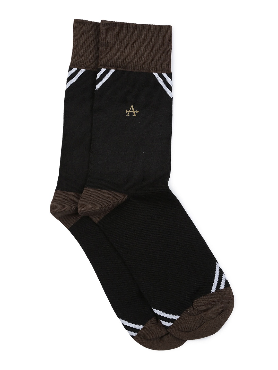 

Arrow Men Colourblocked Pure Cotton Calf-Length Socks, Black