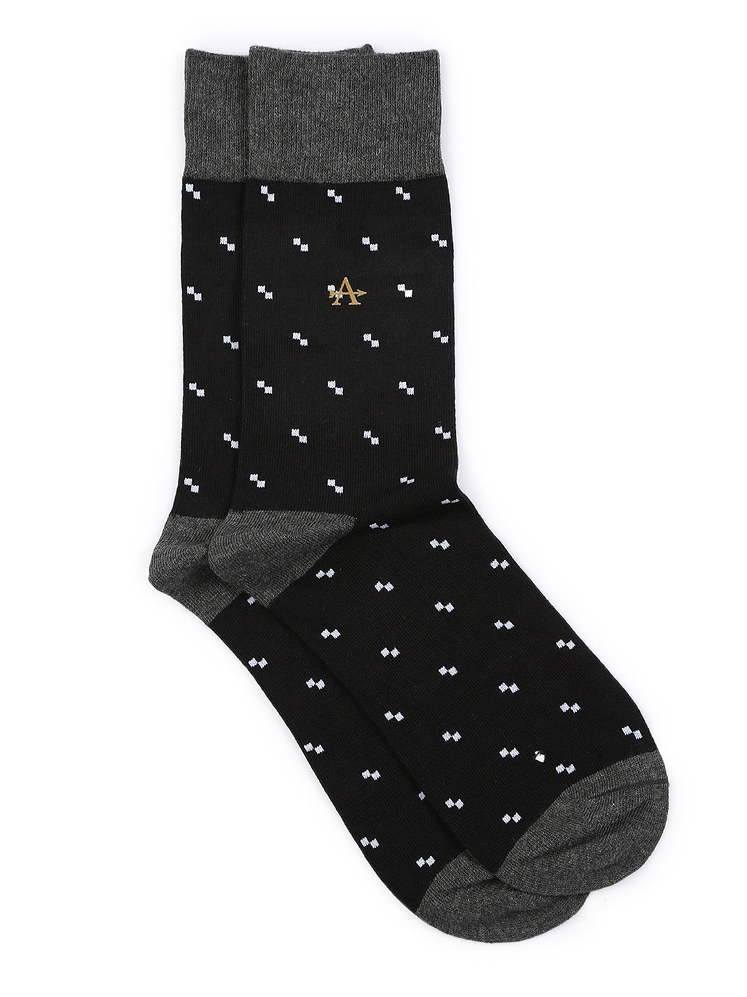

Arrow Men Patterned Pure Cotton Calf-Length Socks, Black