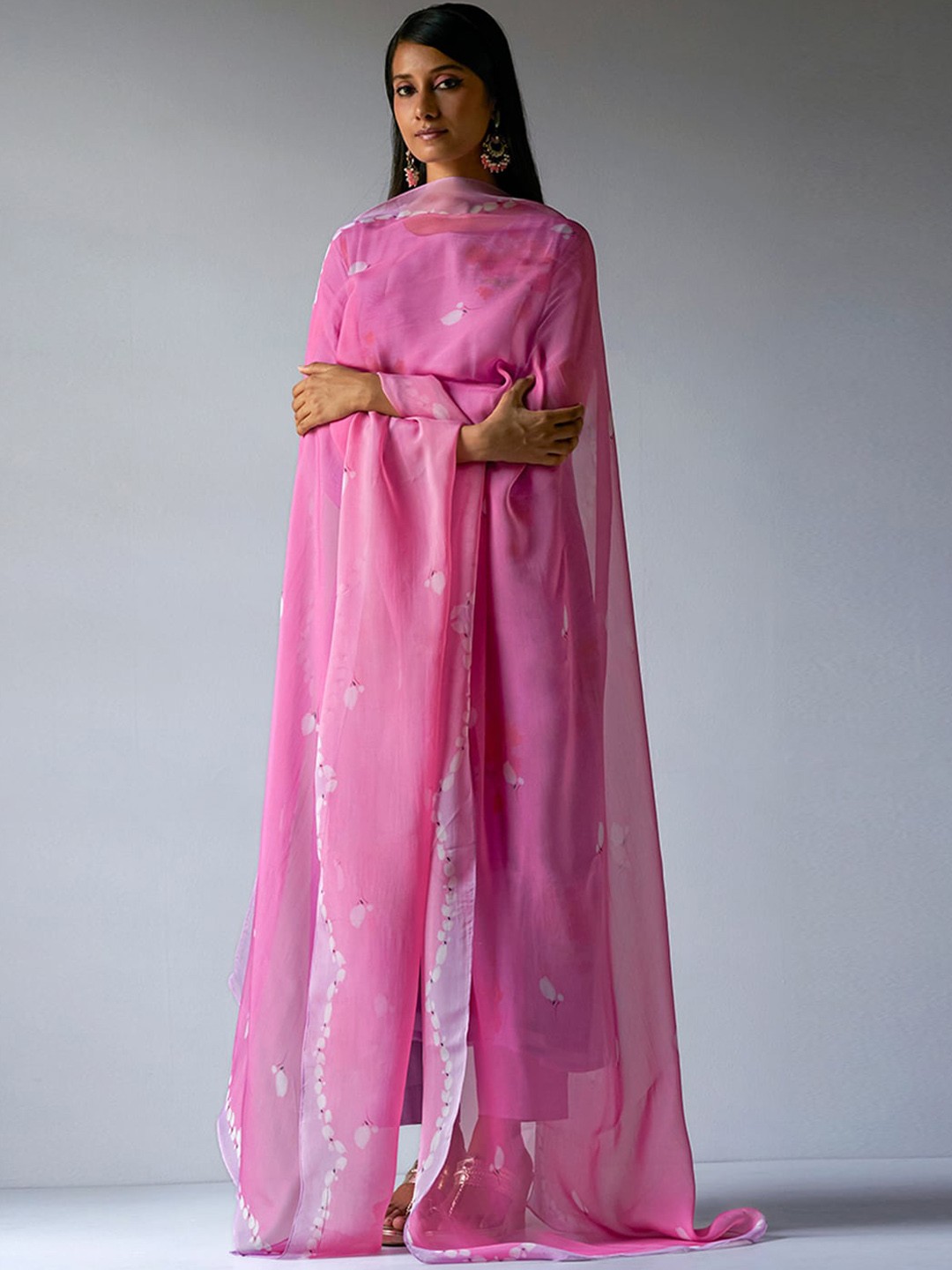 

Ganga Women Floral Printed Raw Silk Kurta with Palazzos & With Dupatta, Lavender