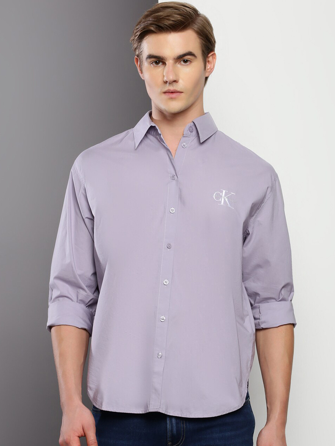 

Calvin Klein Jeans Boxy Casual Pure Cotton Shirt, Lavender