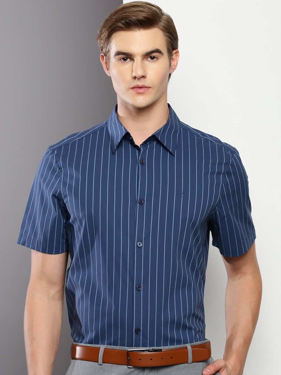 

Calvin Klein Jeans Slim Fit Vertical Striped Casual Shirt, Navy blue