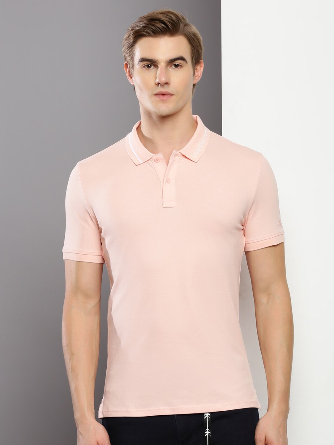 

Calvin Klein Jeans Slim Fit Polo Collar Casual T-shirt, Pink