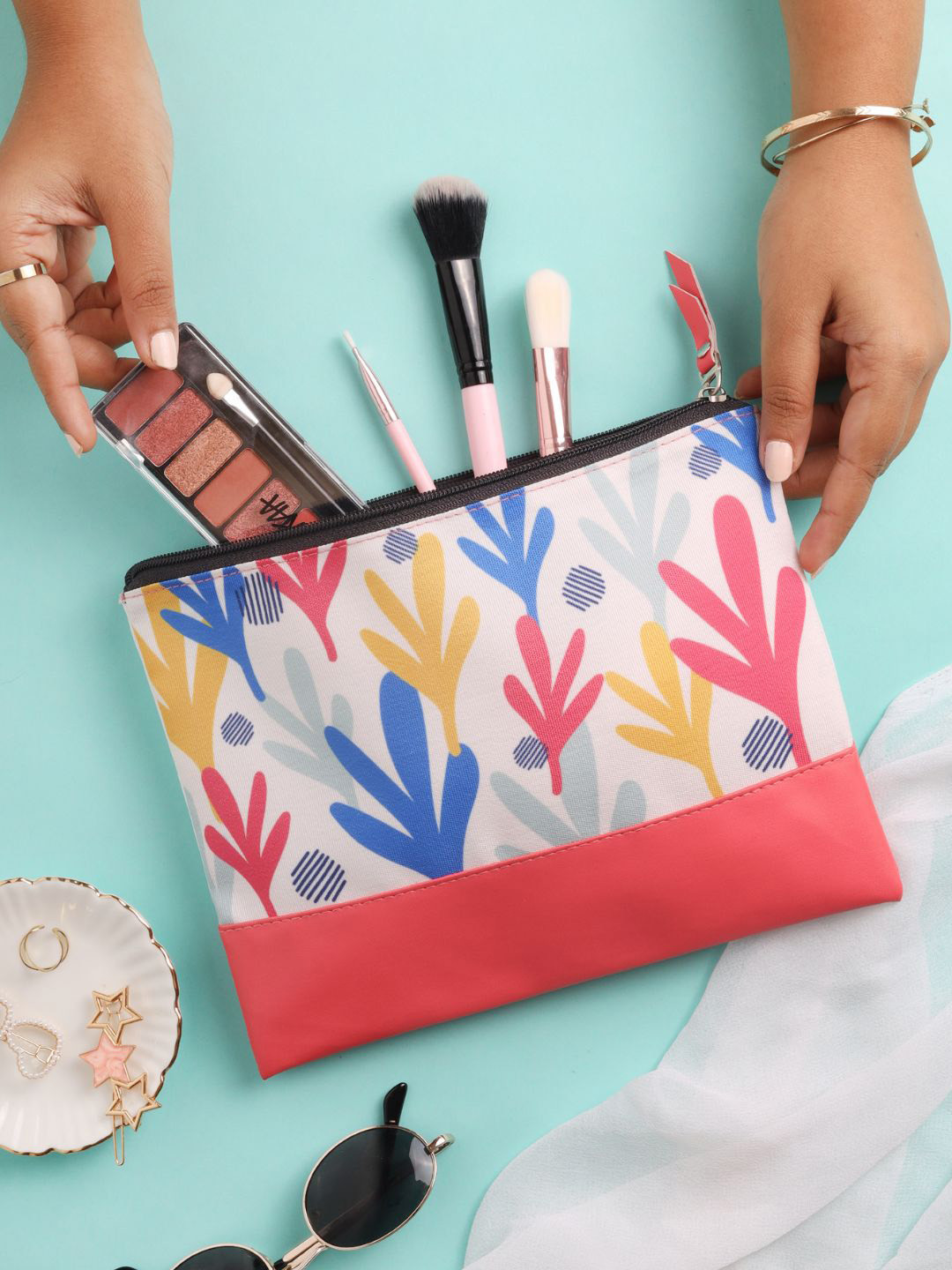 

Doodle Women Printed Water Resistant Travel Cosmetic Pouch, Multi