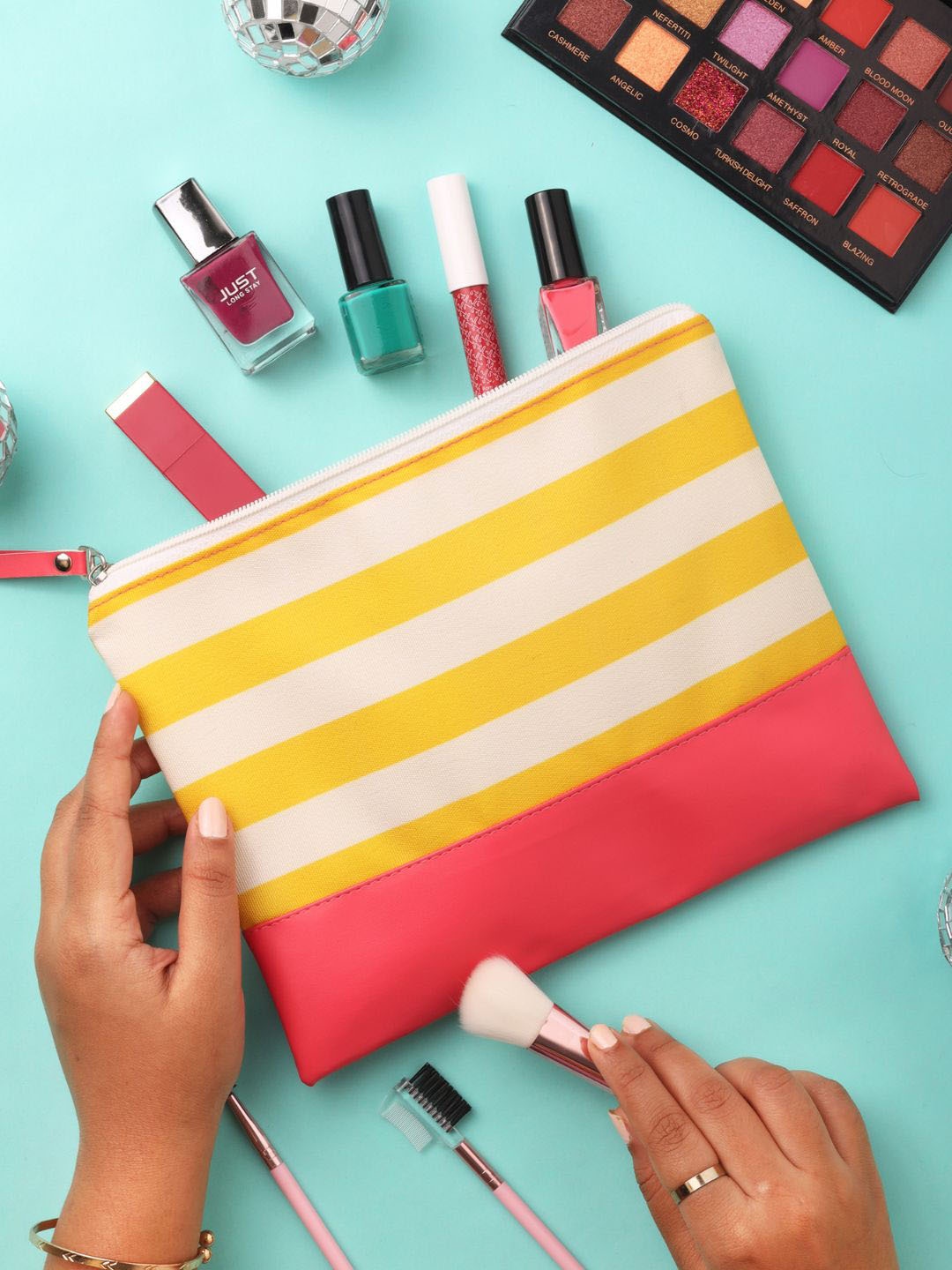 

Doodle Multifunctional Sunny Stripes Printed Cosmetic Pouch, Multi