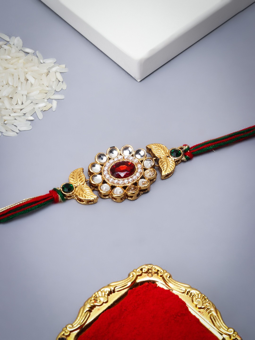 

The Purple Tree Beaded Charm Rakhi, Red