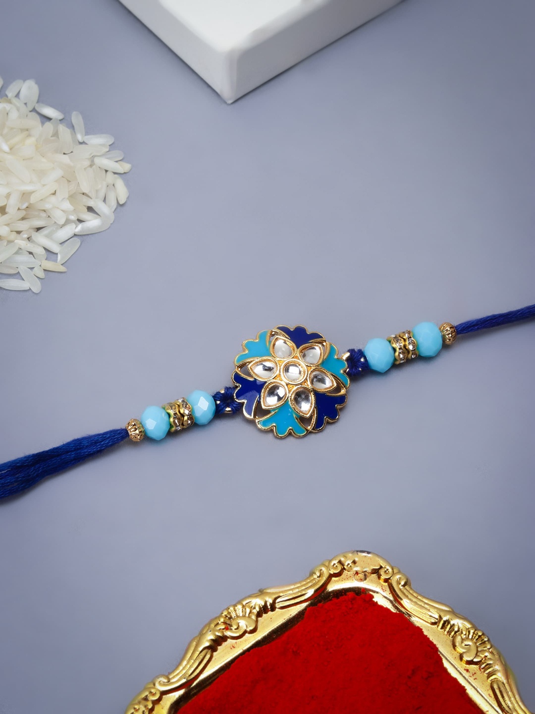 

The Purple Tree Men Beaded Charm Rakhi, Gold