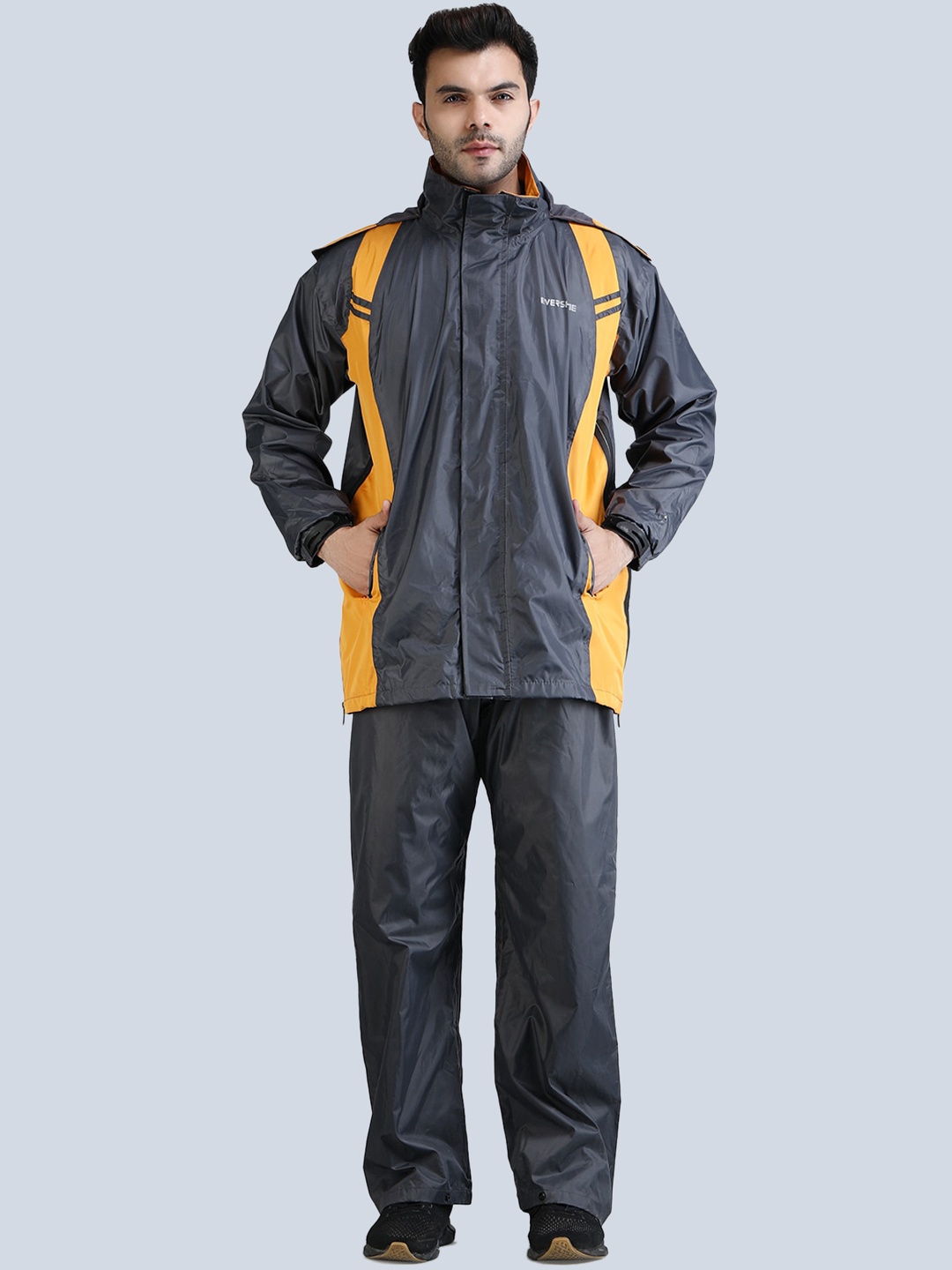 

Super Colourblocked Hooded Rain Suit, Grey