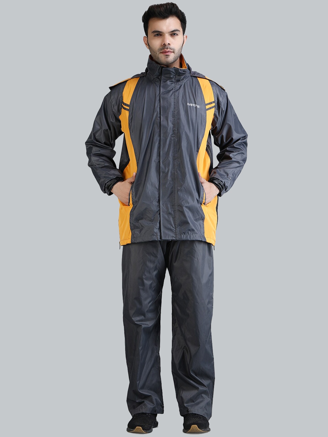 

Super Colourblocked Hooded Rain Suit, Grey